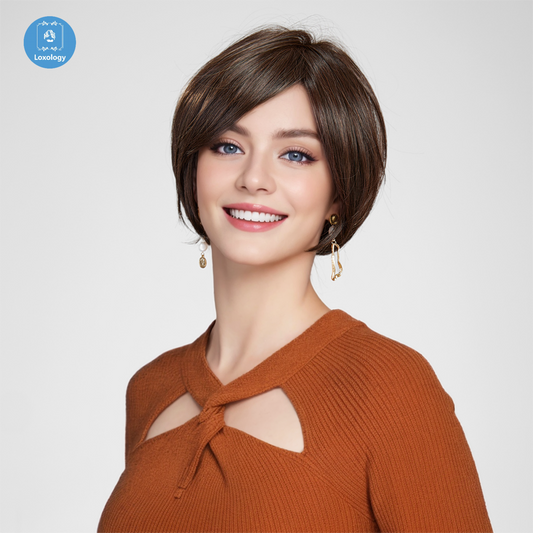 【MONO】【Avery】Loxology | Synthetic Lace Front Short Brown Women's  Breathable Wigs