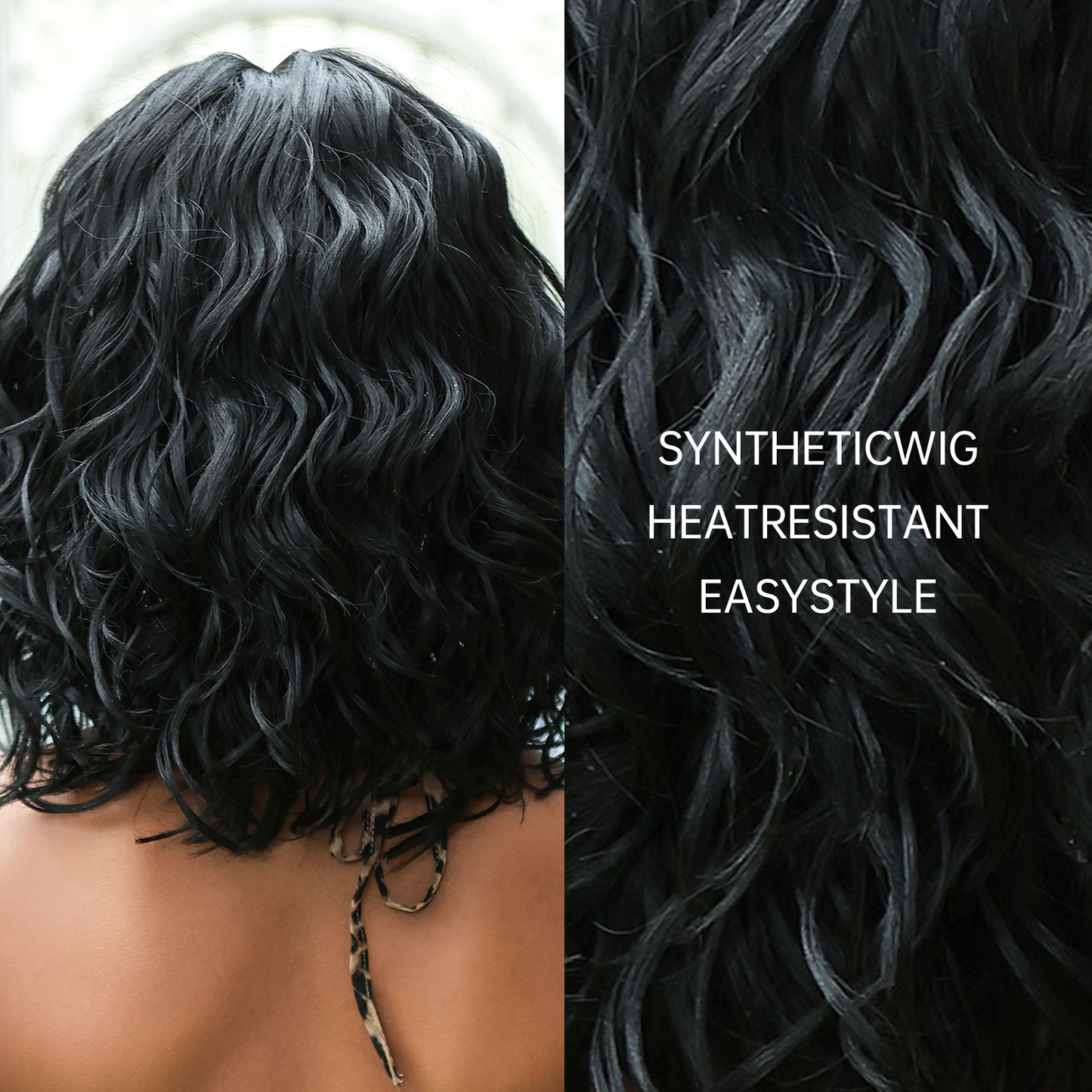 【Lace Front】【Saffron】Loxology | Lace Front Wig Short curly hair Black Synthetic Wig