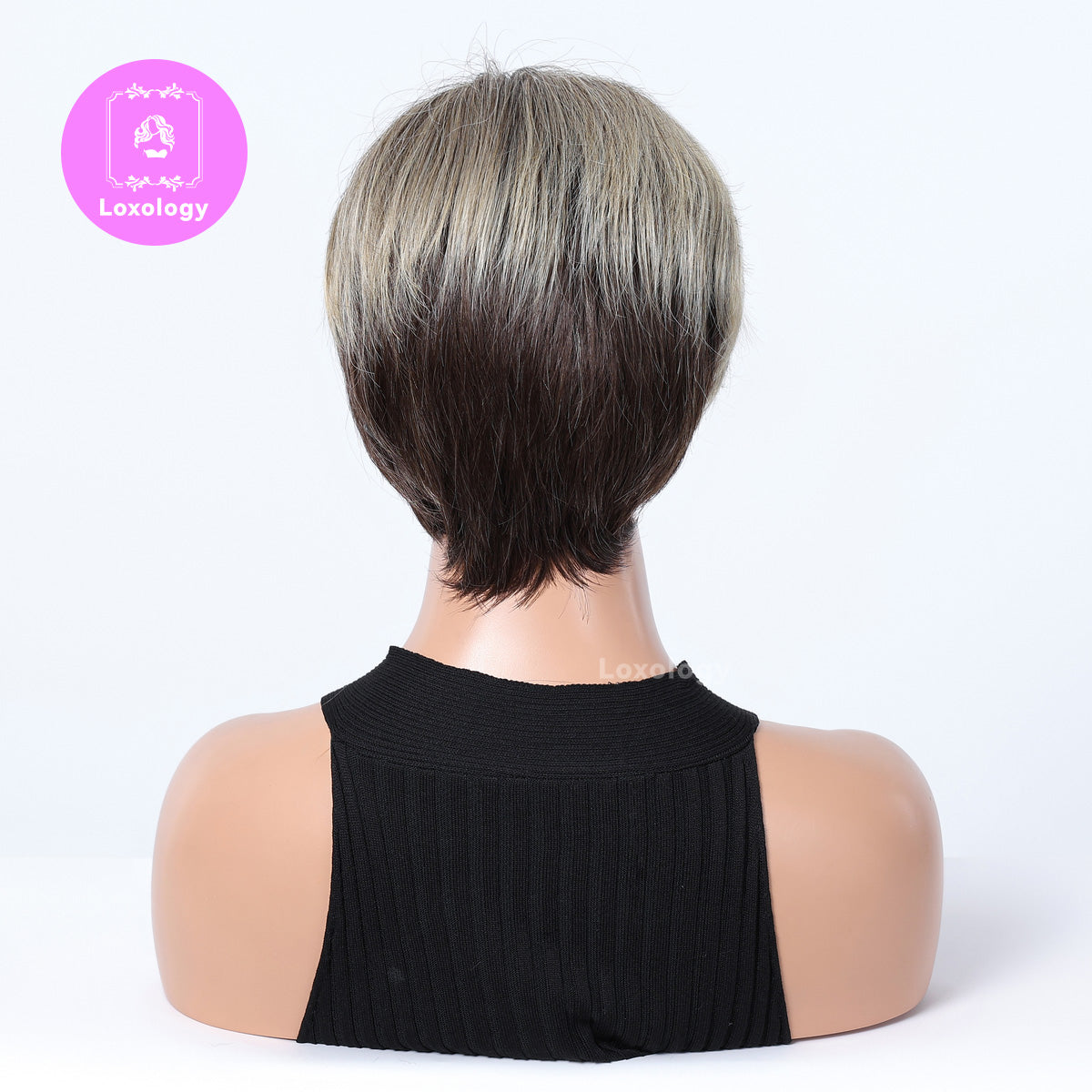 【Octavia】Loxology | 10 inch Brown Ombre Pixie Cut for Women for daily Synthetic Wigs