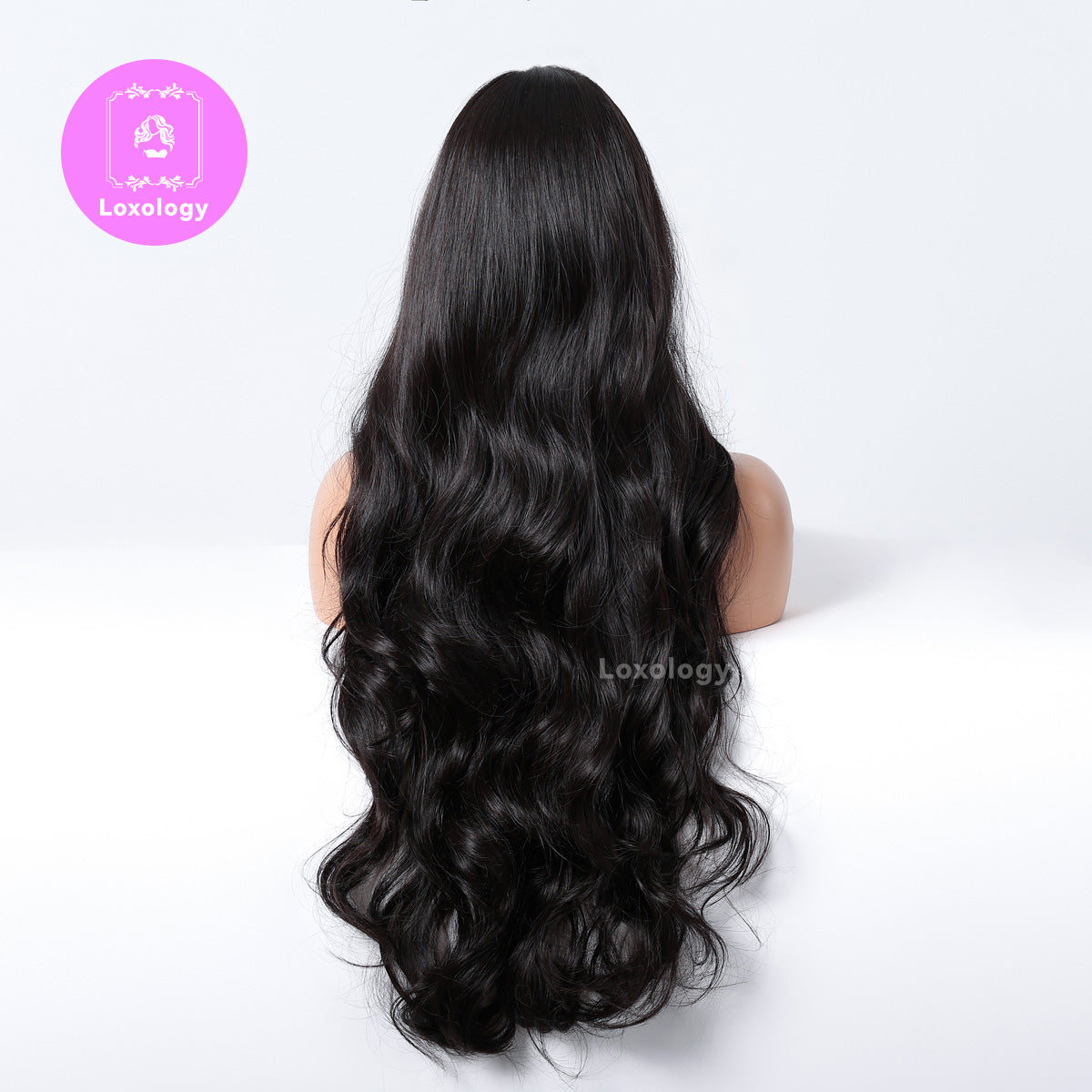 【Marlowe】Loxology | 32 Inches Long Curly Black Wigs with Bangs Synthetic Women's Wig