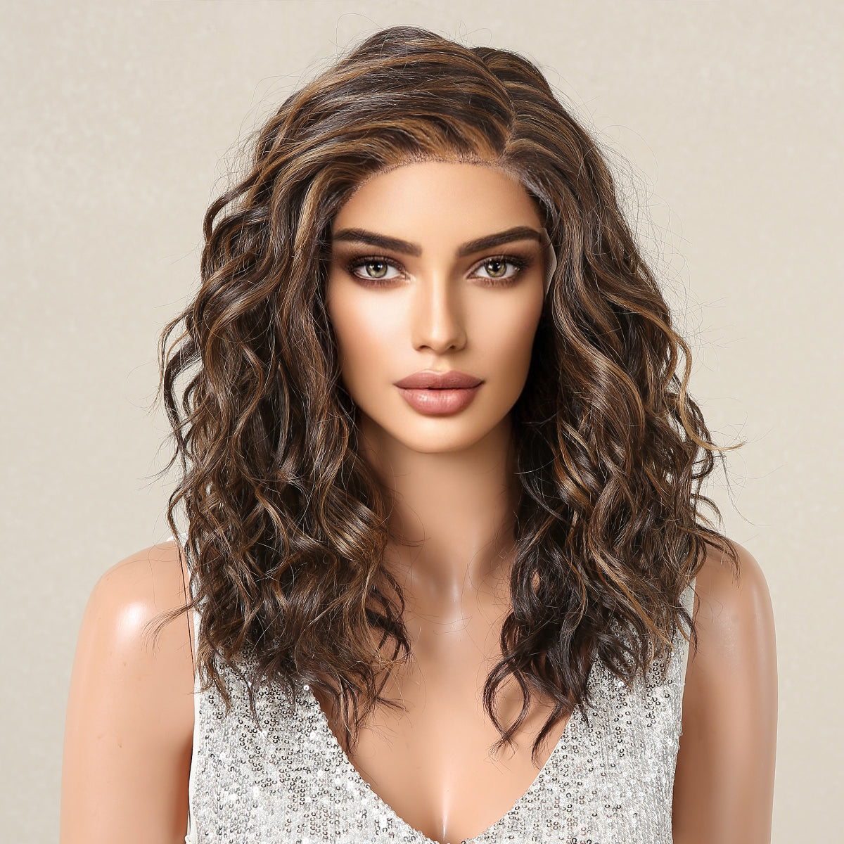 【Lace Front】【Anneliese】Loxology | Lace Front wig Long curly hair Brown with highlights