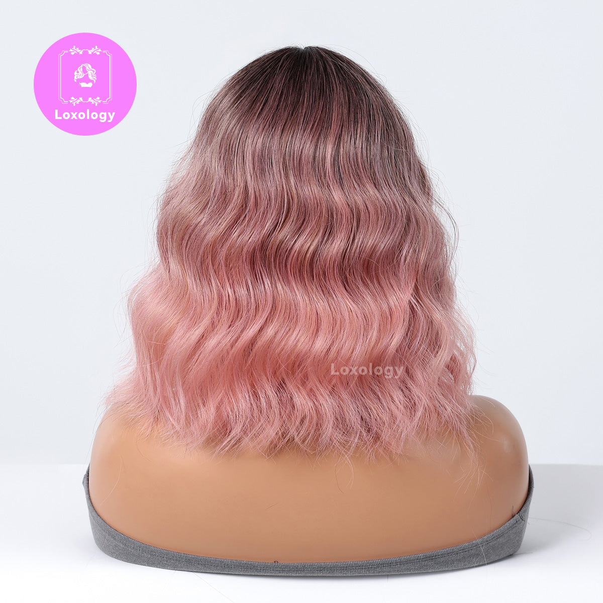 【Everly】Loxology | 14 Inches natural Wavy Bob Short Hair ombre pink Fashion Wig