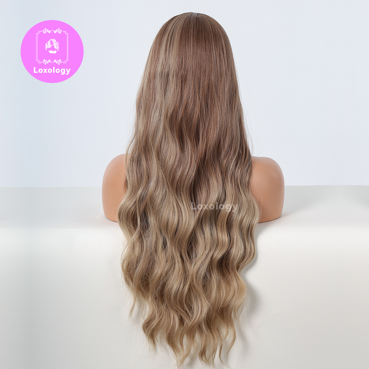 【Elizabeth】Loxology | 26 Inch long curly wigs blonde with bangs wigs