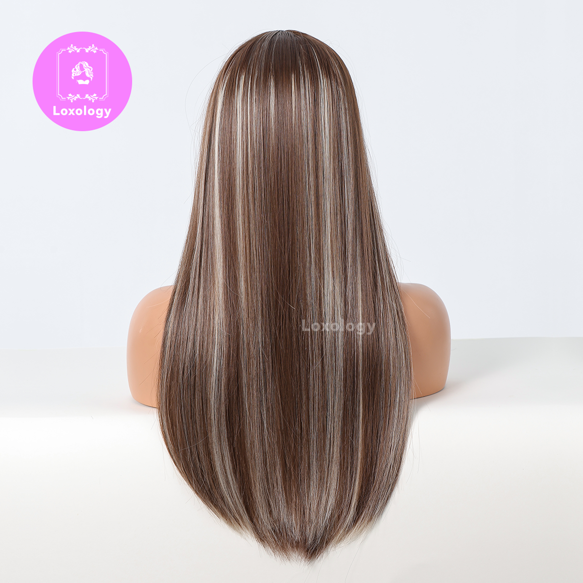 【Ruby】Loxology |26 long straight wigs brown blonde with bangs wigs