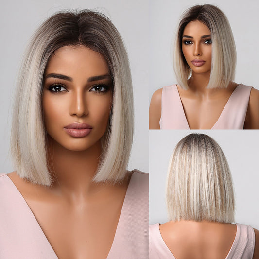 【Pippa】Loxology | 14 inch Gray Short Bob Wigs for Women for Daily Life Use or Cosplay