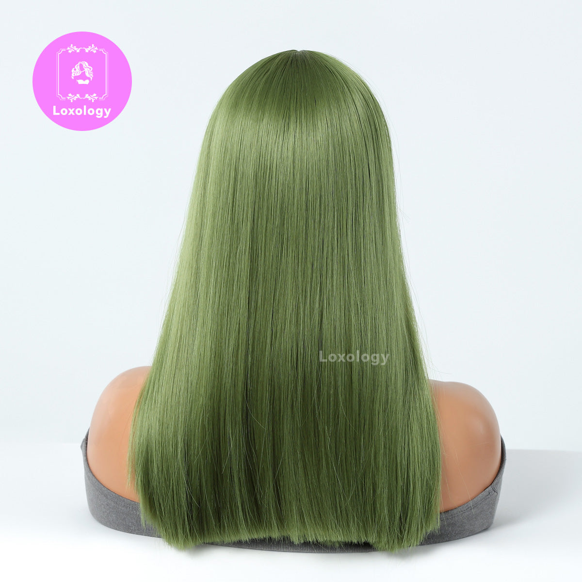 【Poppy】Loxology | Long straight green wigs with bangs wigs for women for daily party