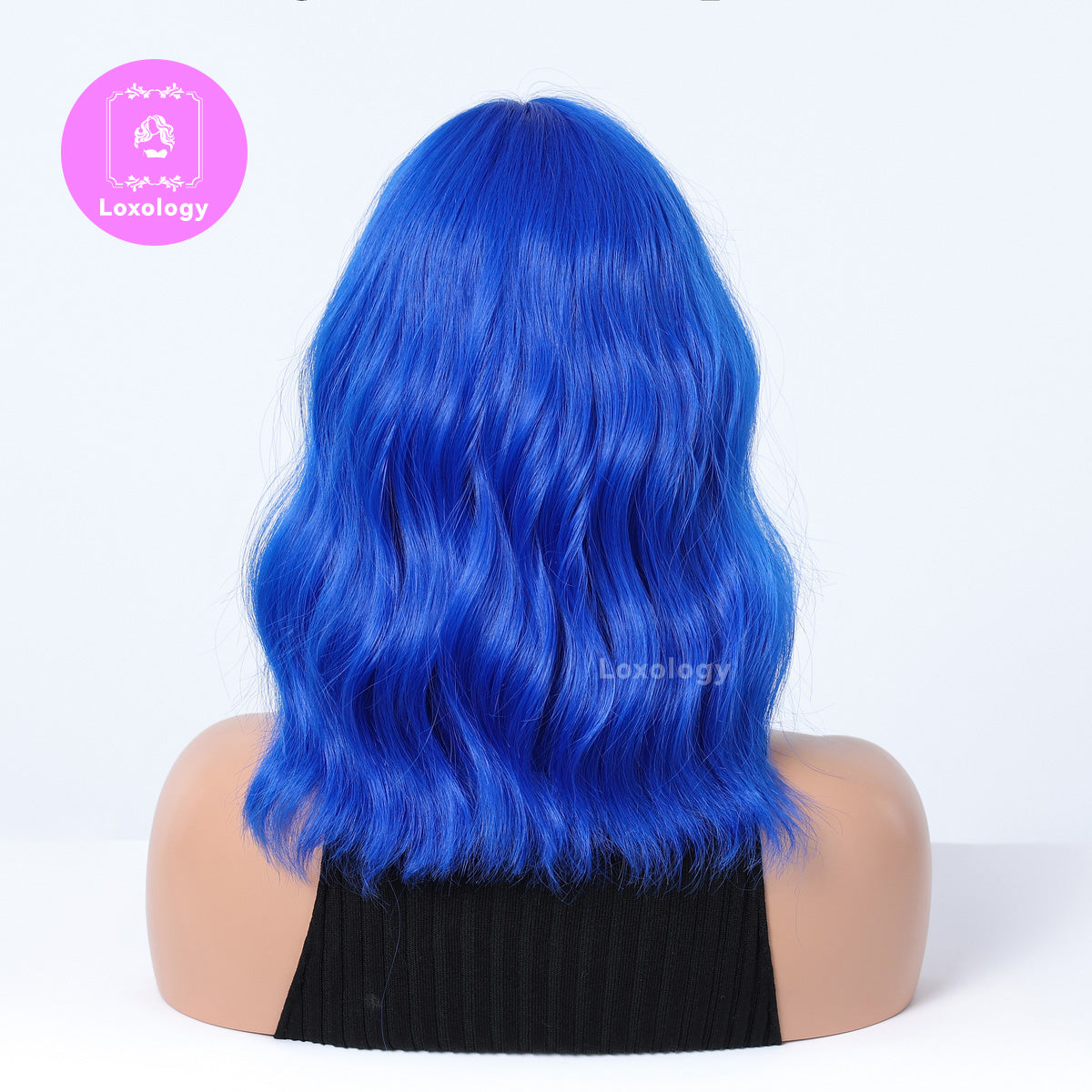 【Juliet】Loxology | 14 Inch blue with bangs wigs Bob Synthetic Wigs for Women Daily