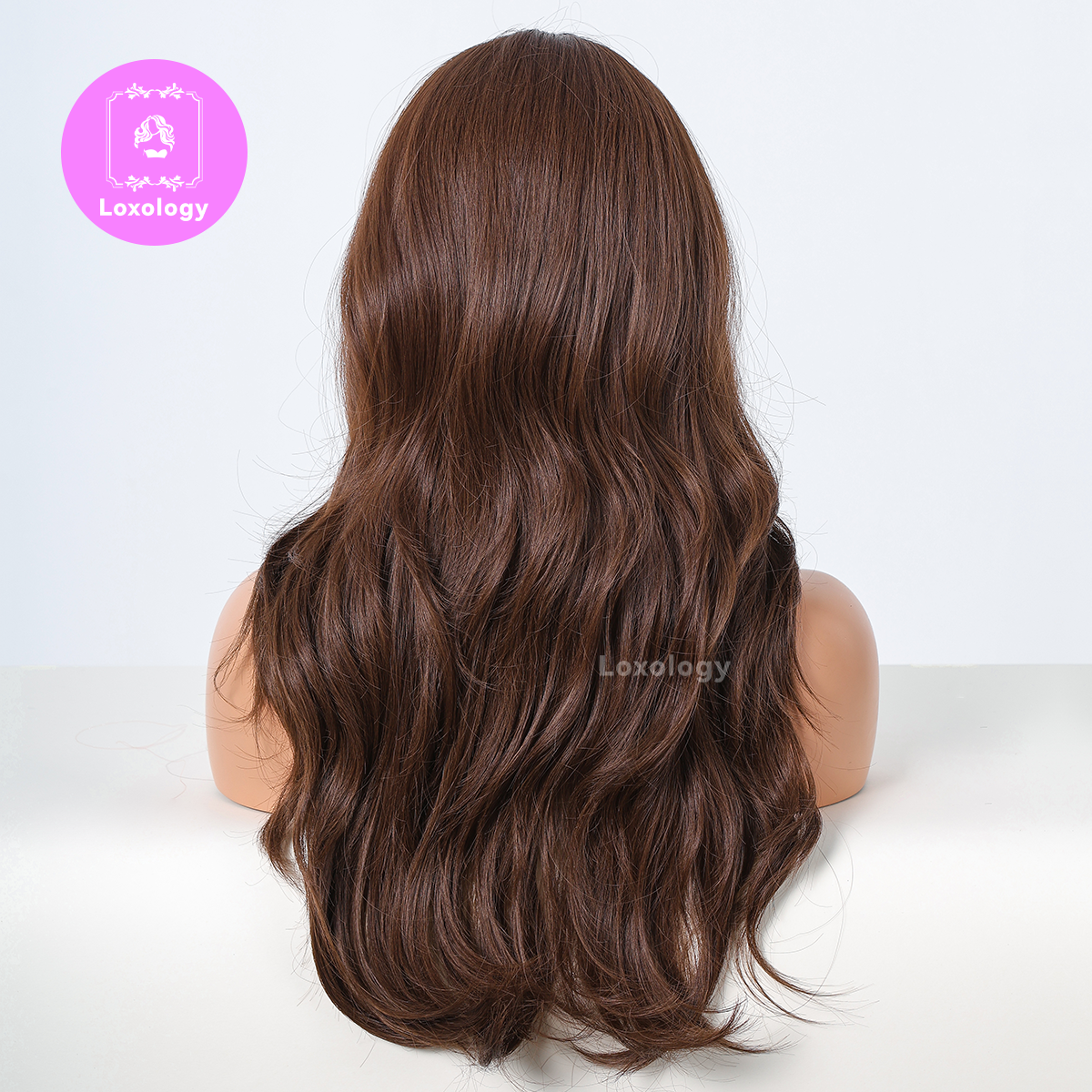 【Stella】Loxology | 24 Inch long curly wigs brown with bangs wigs