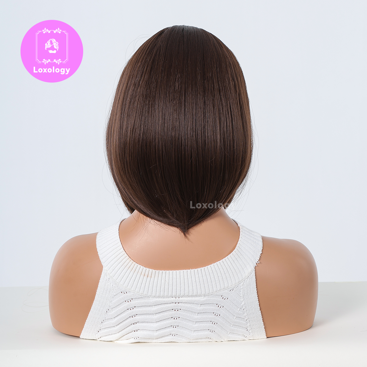 【Ophelia】Loxology | 14 Inches Long Straight Brown Bobo Wigs Synthetic Fiber Wigs