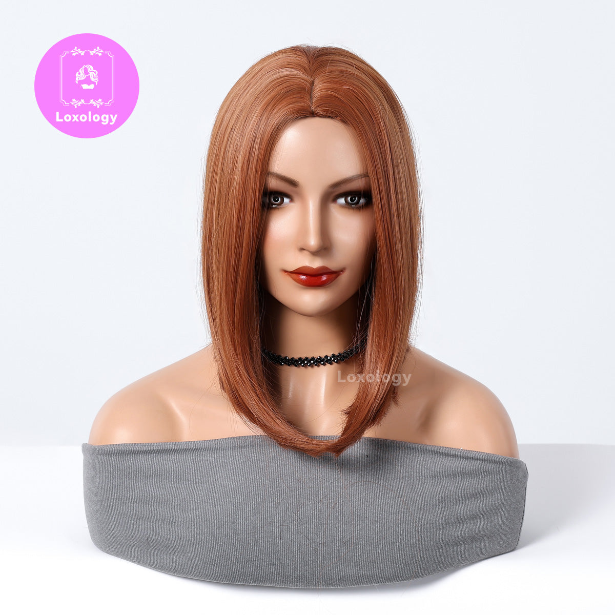 【Sable】Loxology | 14 Inch Orange Middle Part Bob for Women