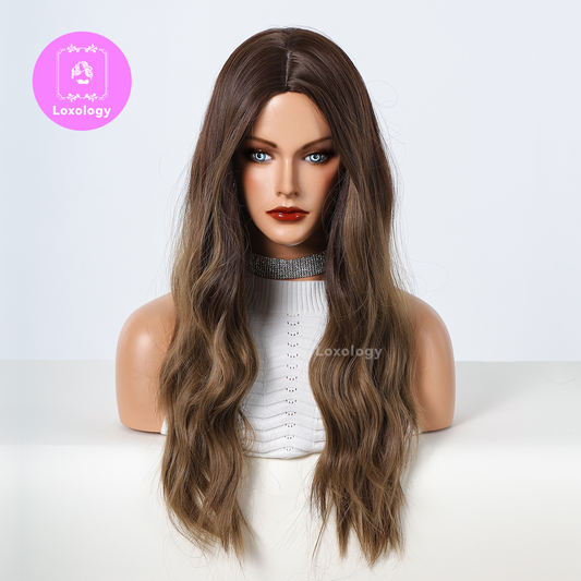 【Scarlett】Loxology | 26 Inch long curly wigs brown with