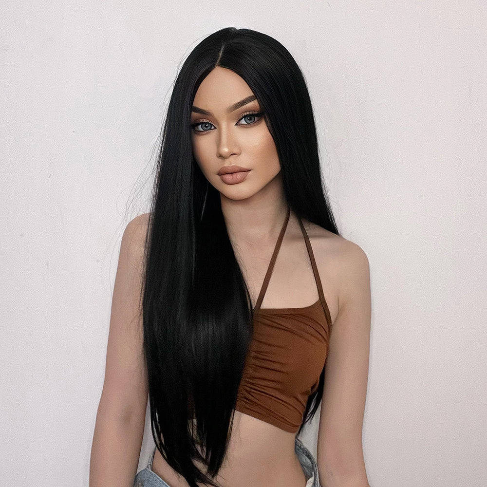 【Sloane】Loxology | 30 inch long straight wigs black wigs with lace front wigs for women