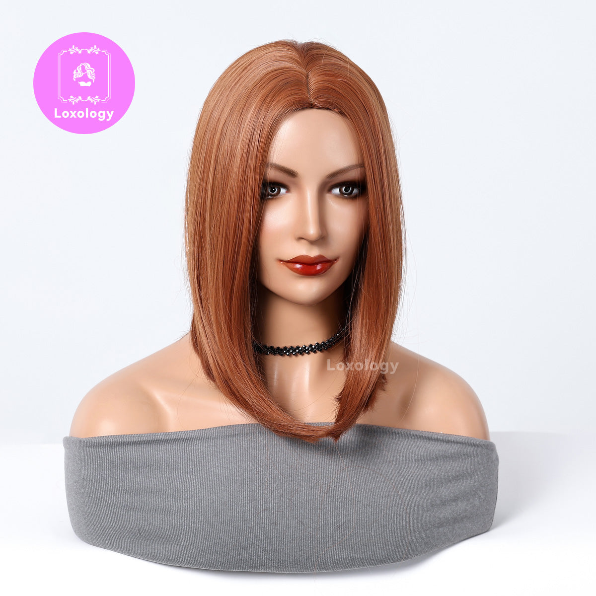 【Sable】Loxology | 14 Inch Orange Middle Part Bob for Women