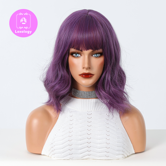 【Isolde】Loxology |14 Inch Purple Short  Wigs