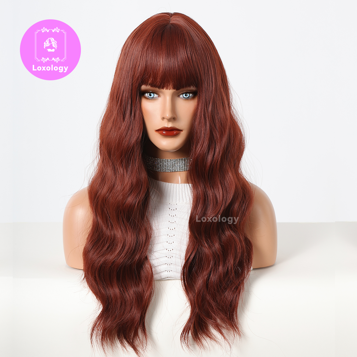 【Daisy】Loxology | 24 Inch long curly red with bangs wigs