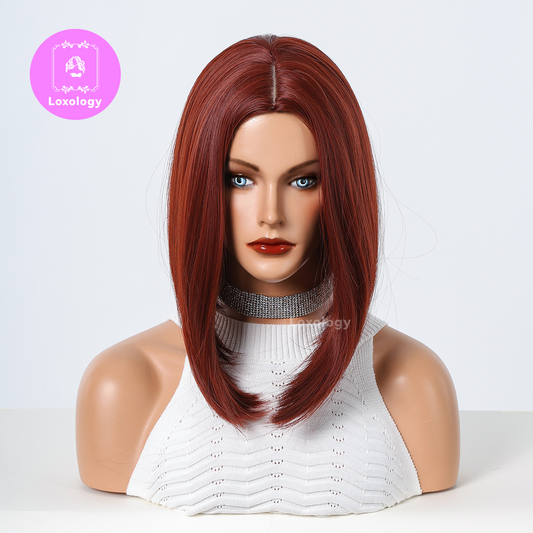 【Zoey】Loxology | 14 Inch red short bobo straight wigs red for women