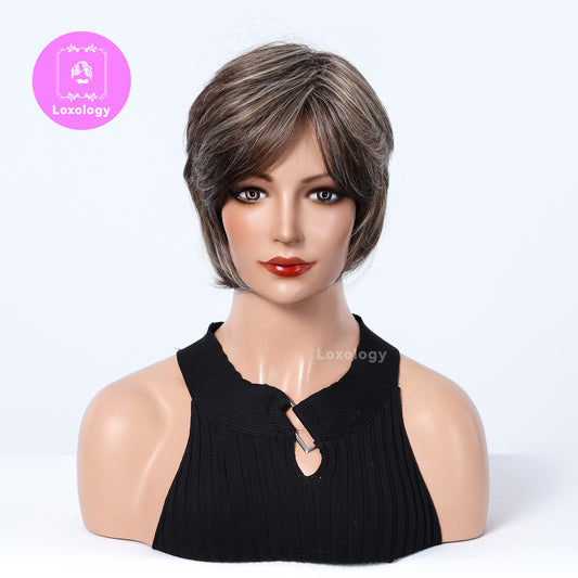 【Darcy】Loxology | Short Blonde and Brown Pixie Cut Wigs With Blonde Highlight Pixie Cut