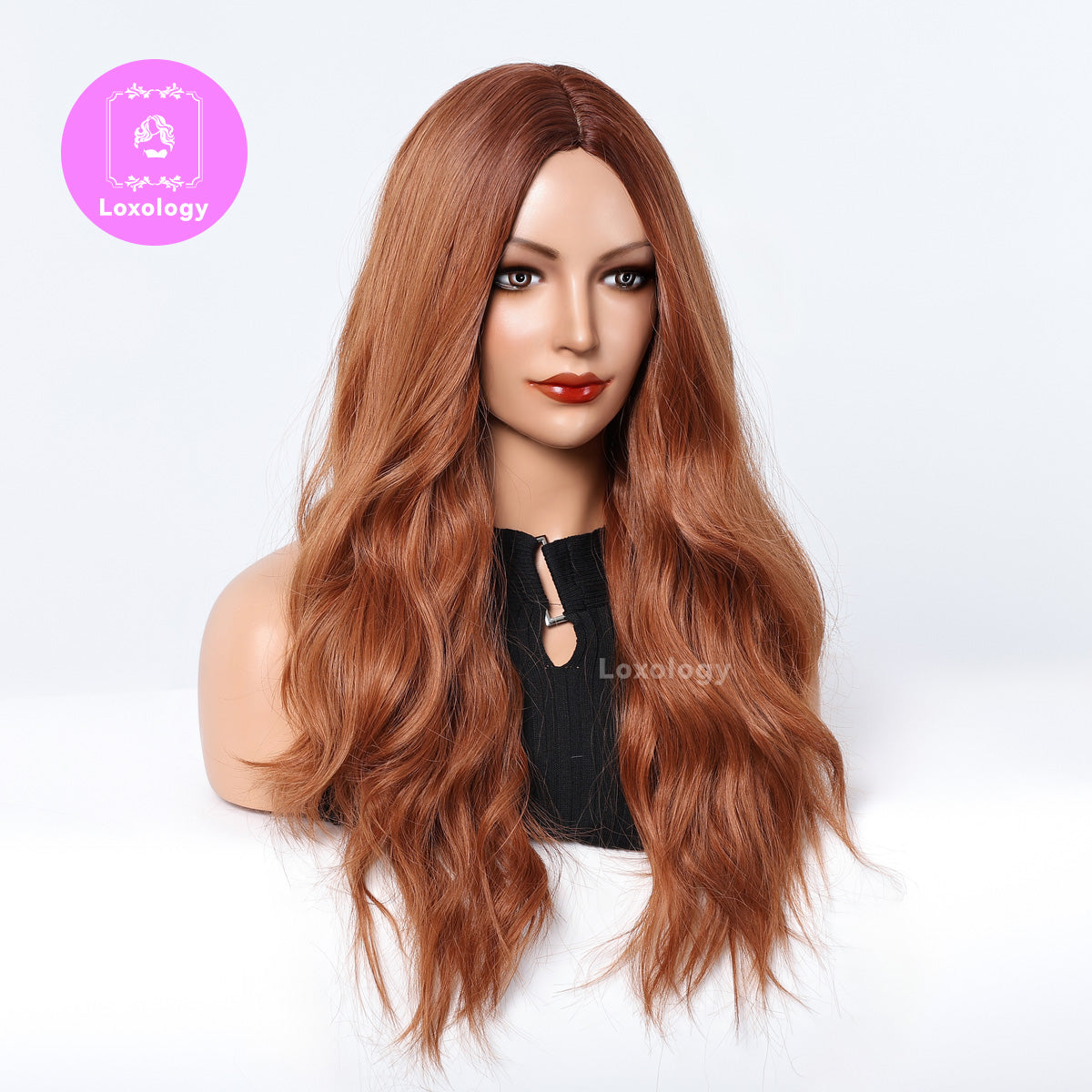 【Fable】Loxology | 26 Inches Long Curly Reddish Brown Wigs Synthetic Wigs Women's Wig