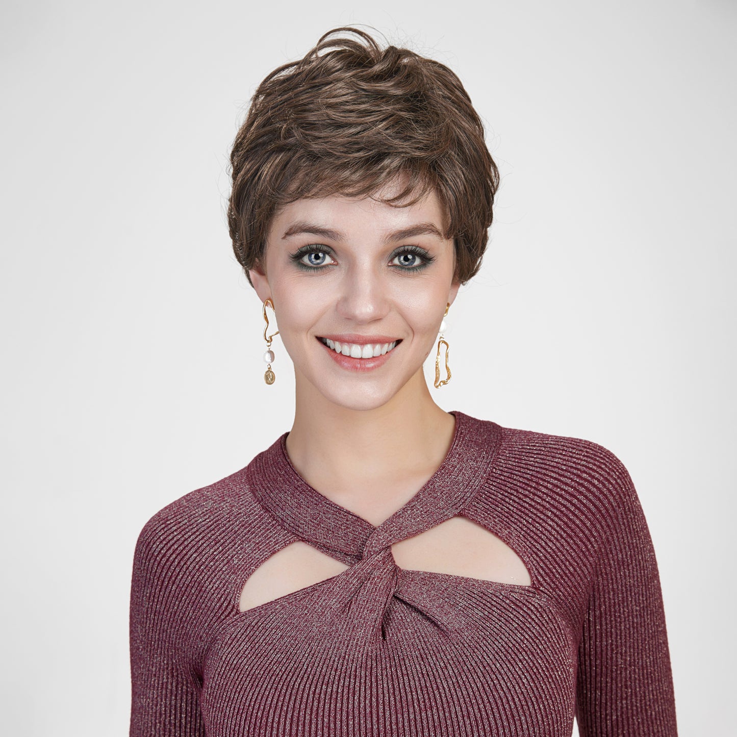 【MONO】【Solange】Loxology | Synthetic Lace Front Short Brown Wigs Breathable Wigs