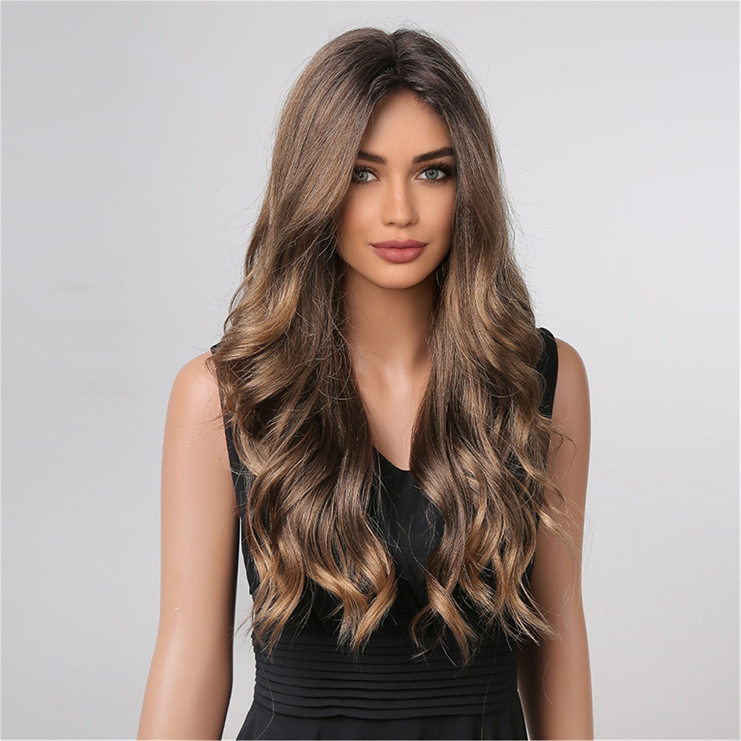 【Lace Front】【Nerissa】Loxology | Lace Front 26 Inch Long Brown Wavy Synthetic Wig