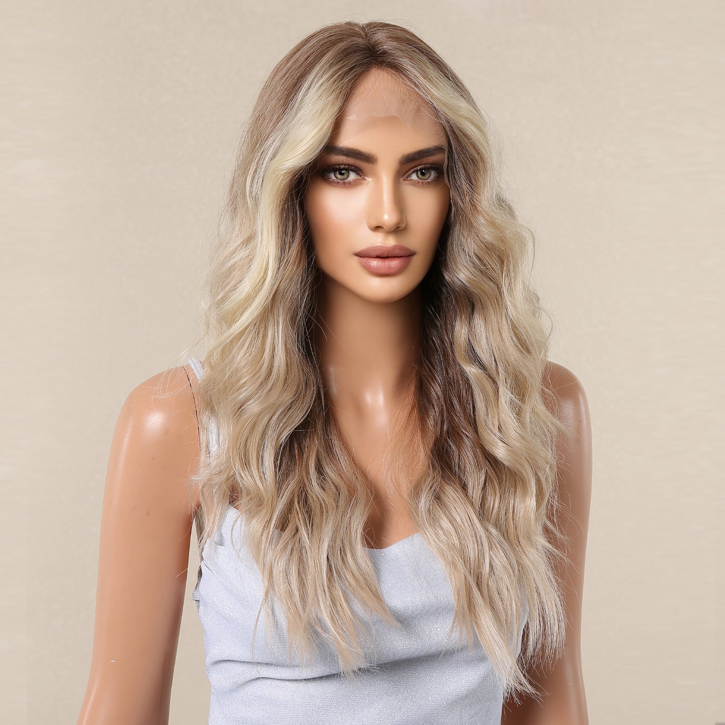 【Free Parting】【Ramona】Loxology | Lace Front 26 Inch Light Brown Wavy Synthetic Wigs