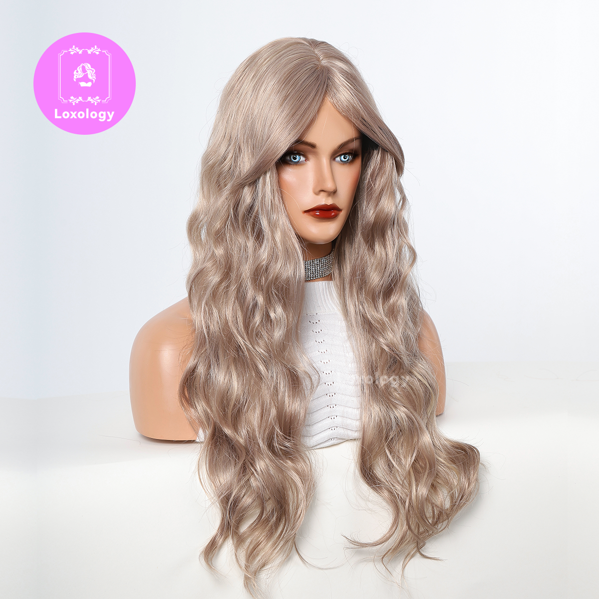 【Rosalind】Loxology | 28 Inches Long Curly Blonde Bobo Wigs Synthetic Fiber Wigs Women's Wigs