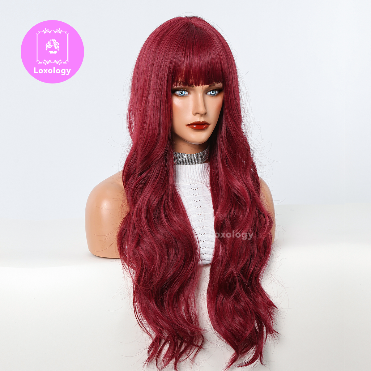 【Lark】Loxology |  26inches wine red Long Burgundy curly wig