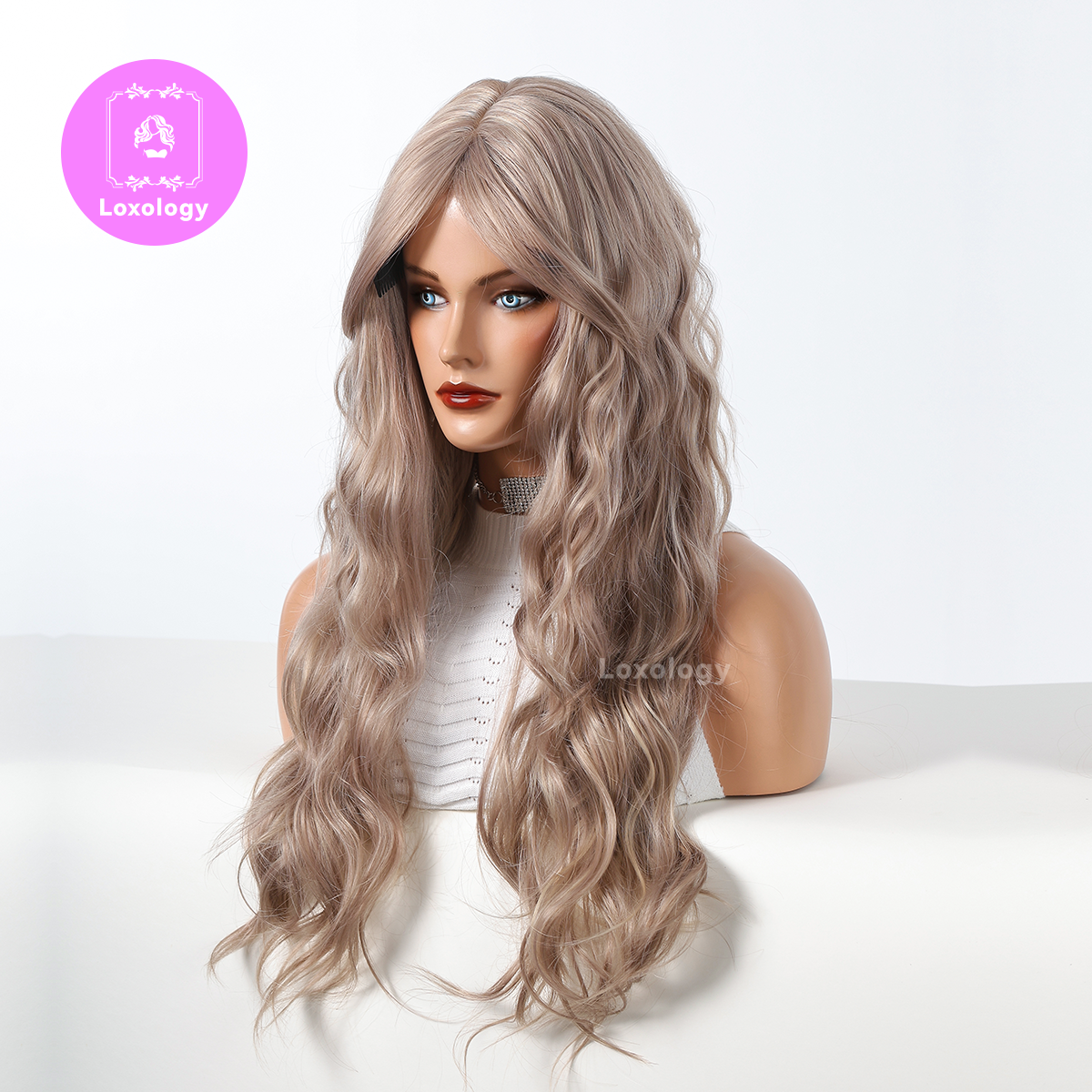 【Rosalind】Loxology | 28 Inches Long Curly Blonde Bobo Wigs Synthetic Fiber Wigs Women's Wigs