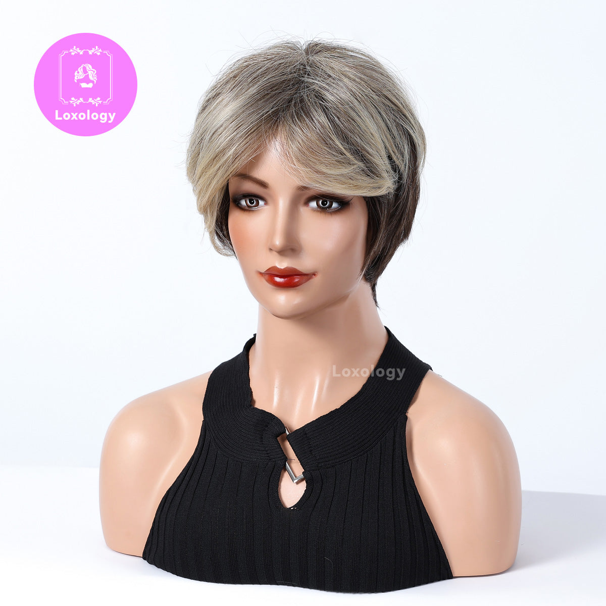 【Octavia】Loxology | 10 inch Brown Ombre Pixie Cut for Women for daily Synthetic Wigs