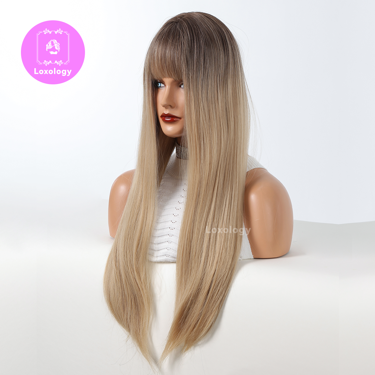 【Vesper】Loxology | 28 Inch Brown Ombre Blonde Long Straight Wigs for Women