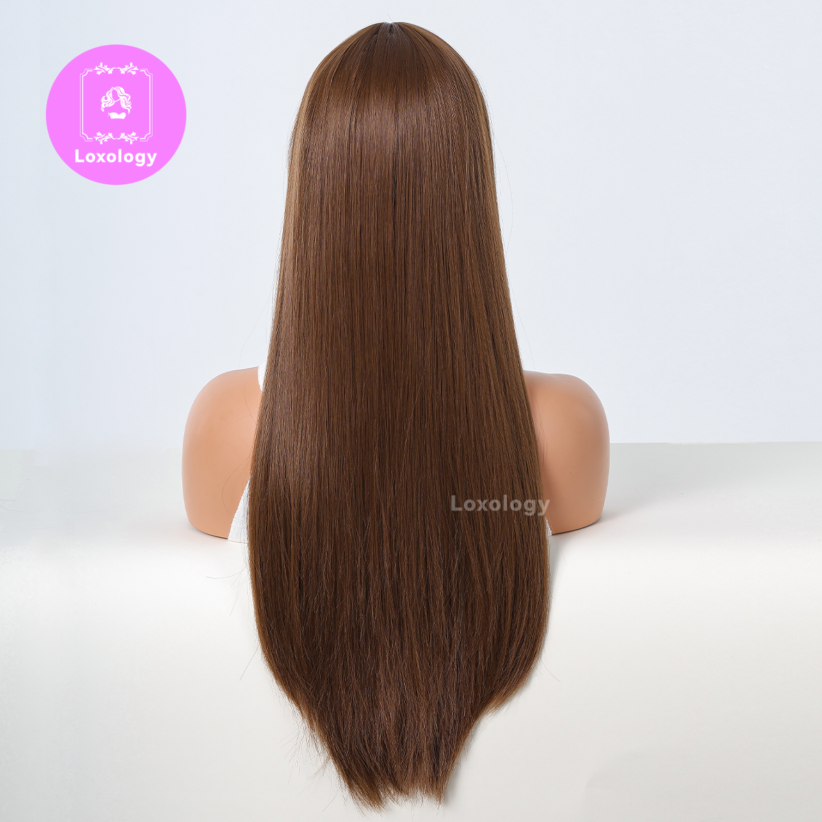 【TAria】Loxology | 26 Inch long straight wigs light brown with bangs wigs