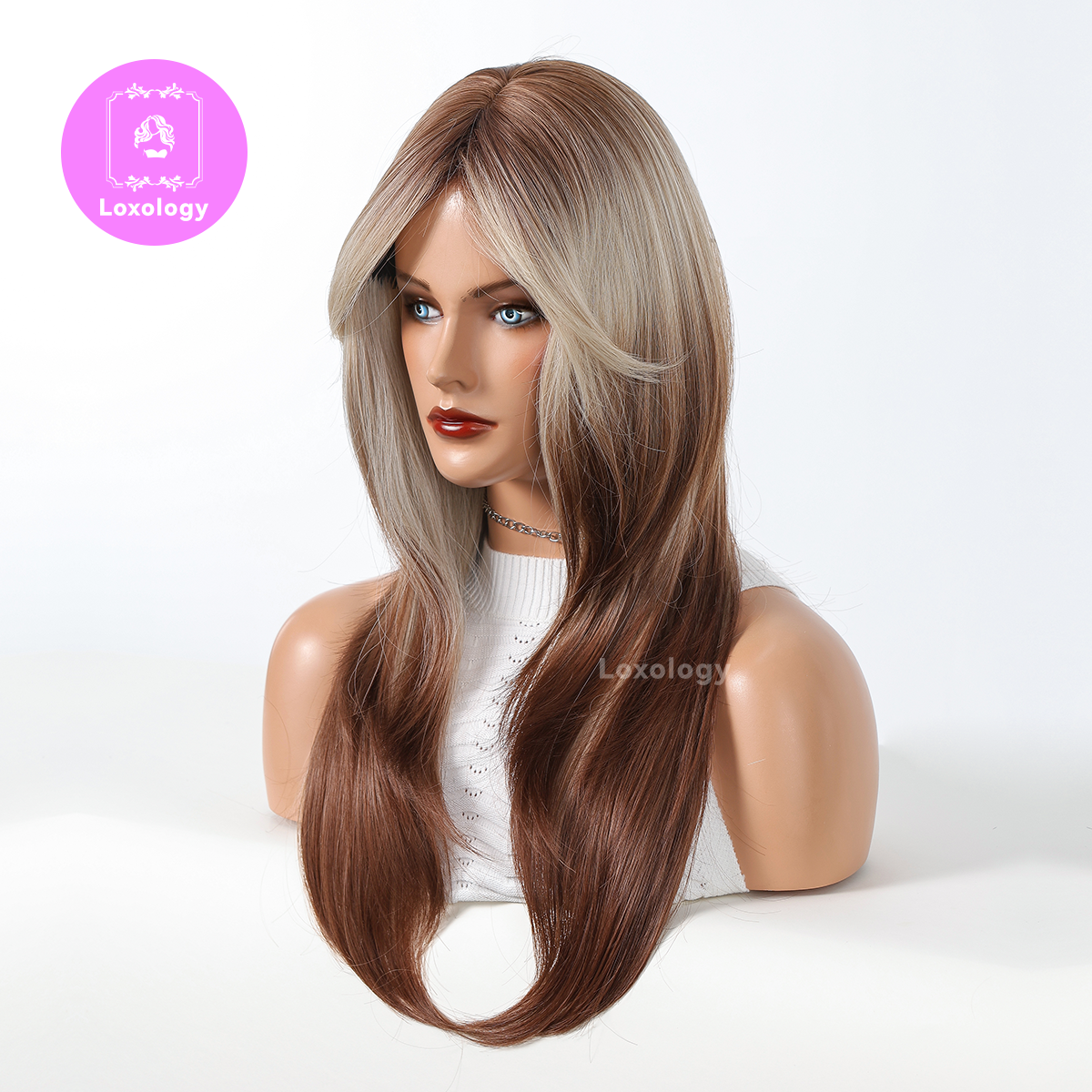 【Gwendolyn】Loxology | 22 inches ombre dark brown to blonde layered long straight wigs