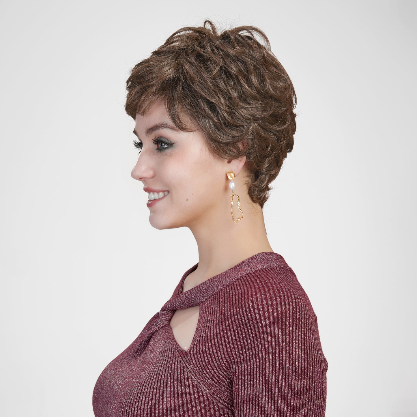 【MONO】【Solange】Loxology | Synthetic Lace Front Short Brown Wigs Breathable Wigs