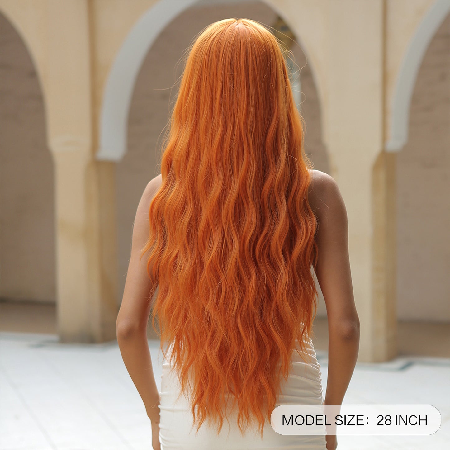 【Katya】Loxology | 26 Inch orange curly wigs with bangs wigs for Women for Daily Life