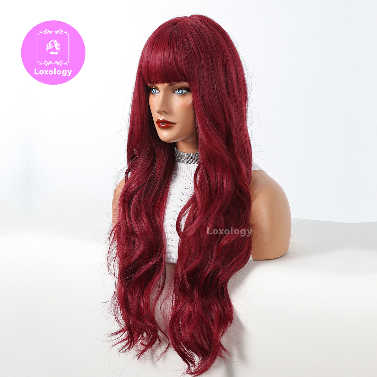 【Lark】Loxology |  26inches wine red Long Burgundy curly wig