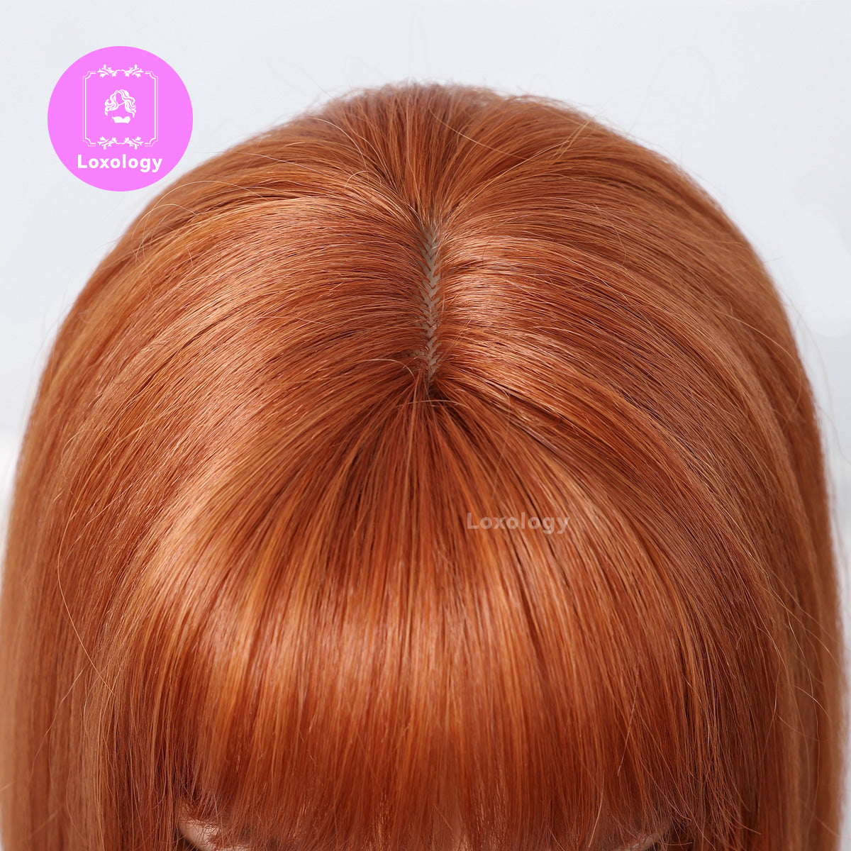 【Addison】Loxology | 12Inch short straight bobo wigs orange with bangs wigs for women