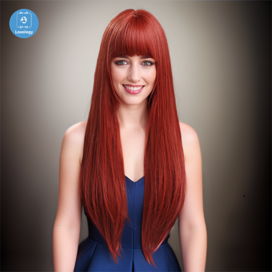 【Tallulah】Loxology | 24 Inch Red Long Straight Wigs for Women