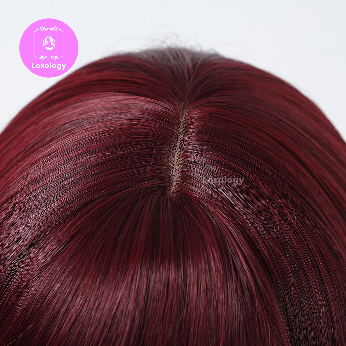 【Taylor】Loxology | 14 Inches Long Straight Wine Red Wigs Bangs Synthetic Wigs