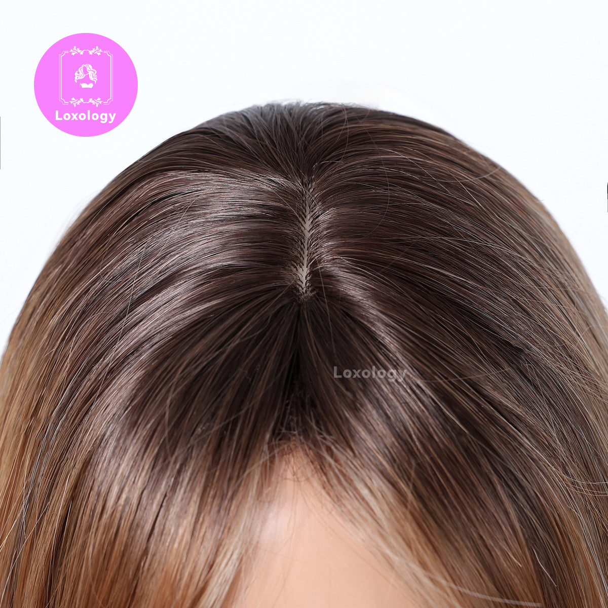 【Clementine】Loxology | 22 Inch Straight Brown Ombre Black Layered Synthetic Wigs