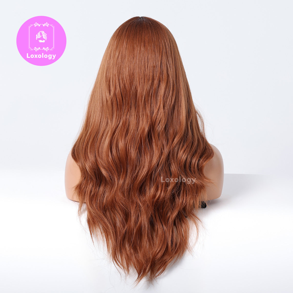 【Fable】Loxology | 26 Inches Long Curly Reddish Brown Wigs Synthetic Wigs Women's Wig