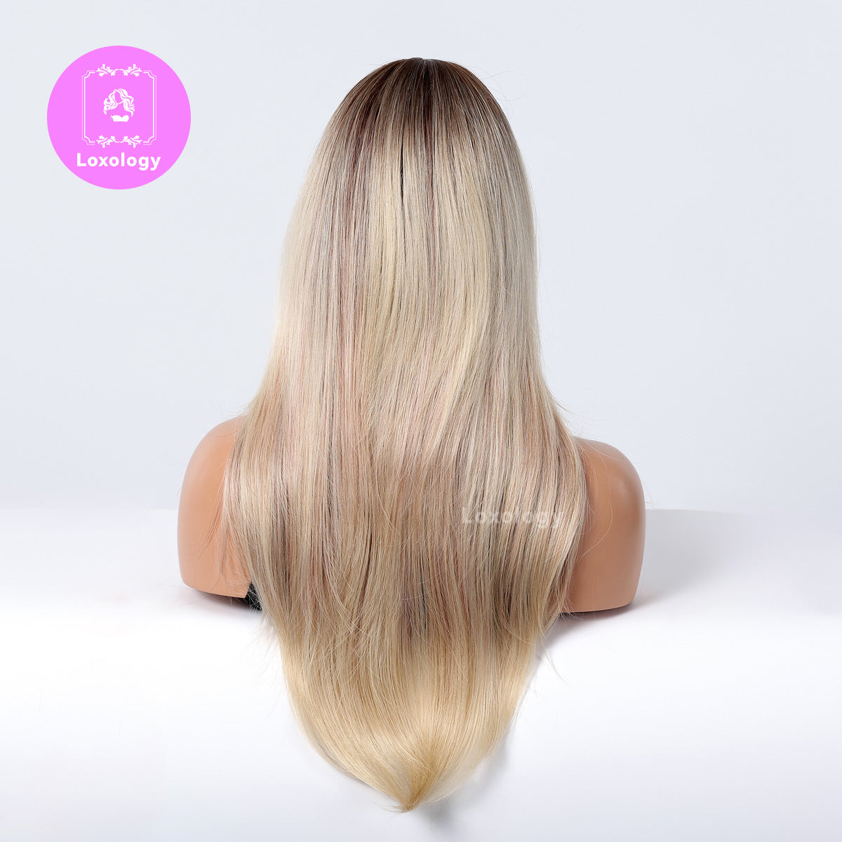 【Imani】Loxology | 20 Inch Long Straight Blonde Synthetic Wigs with Bangs Women's Wigs