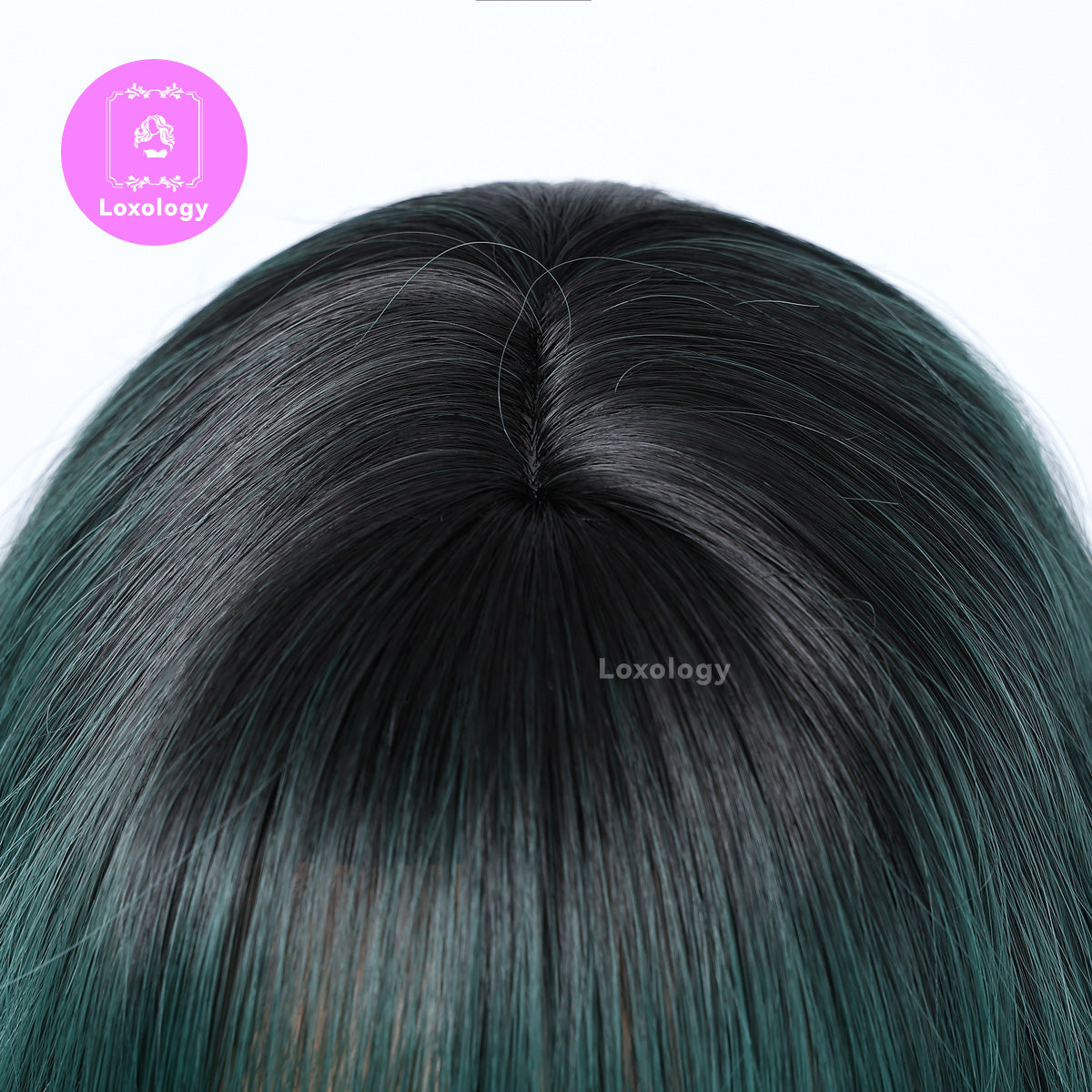 【Delaney】Loxology | 12 Inches Long Curly Green Wigs with Bangs Synthetic Wigs