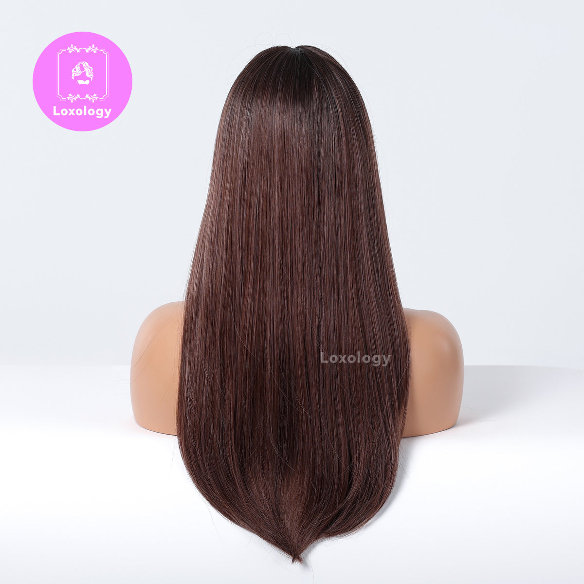 【Isabeau】Loxology | 28 Inch long straight wigs light brown wigs with bangs wigs