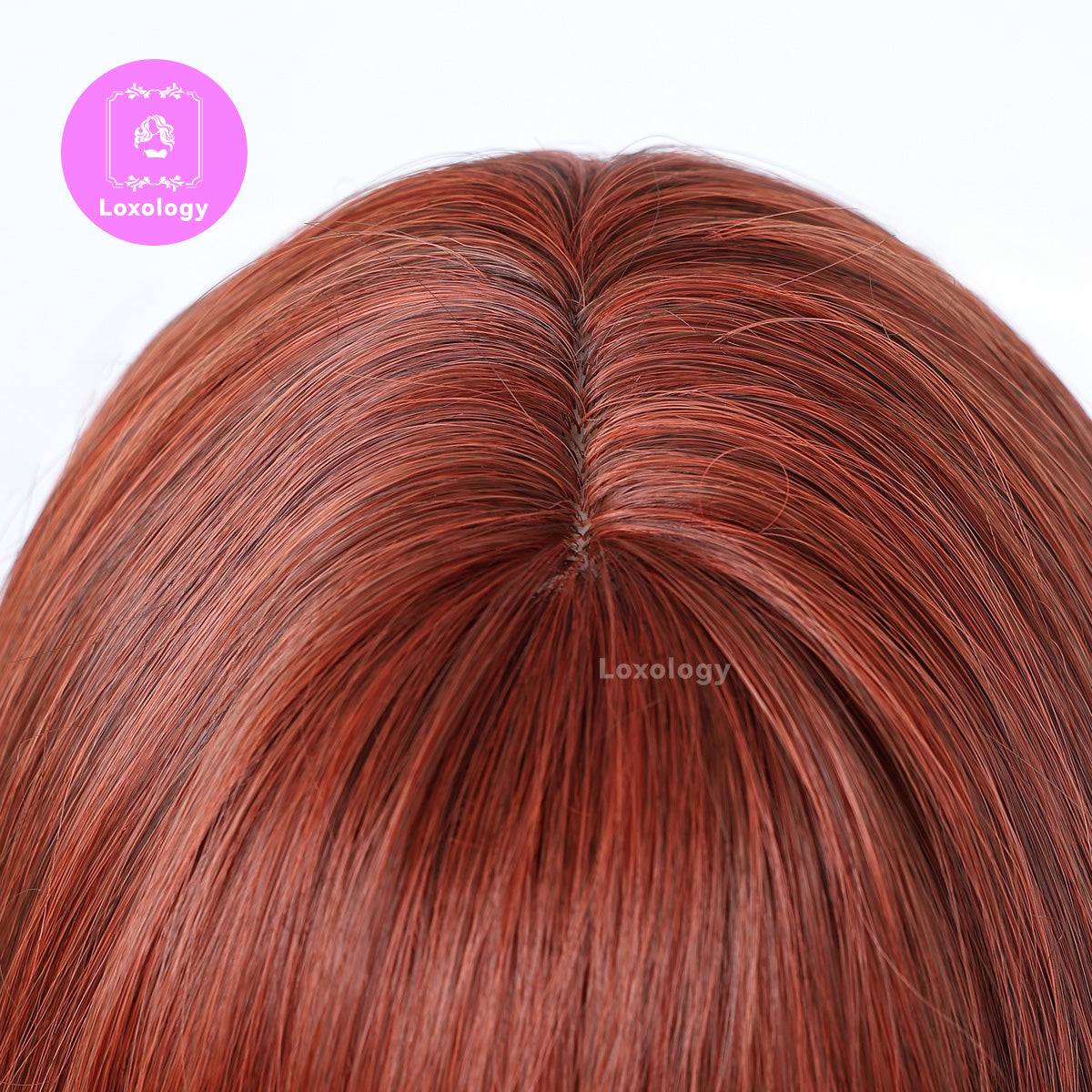 【Kenna】Loxology | 24 Inches Long Curly Wine Red Wigs with Bangs Synthetic Wigs