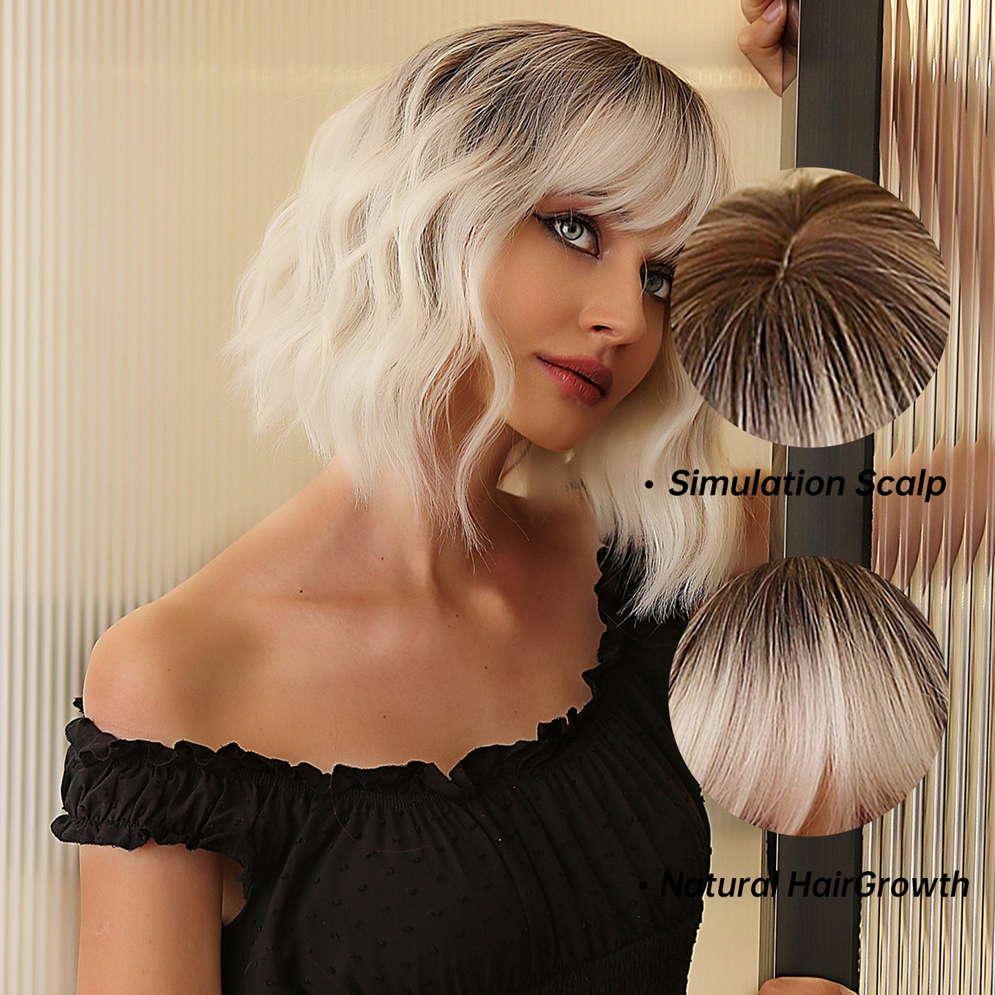 【Daria】Loxology | 12 Inch Short Curly Black Ombre Silver Wig Synthetic Wig Women's Wig  or Cosplay Use