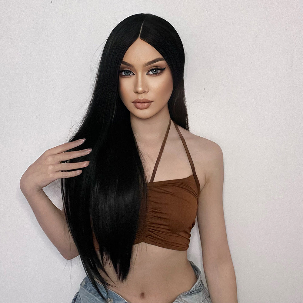 【Sloane】Loxology | 30 inch long straight wigs black wigs with lace front wigs for women