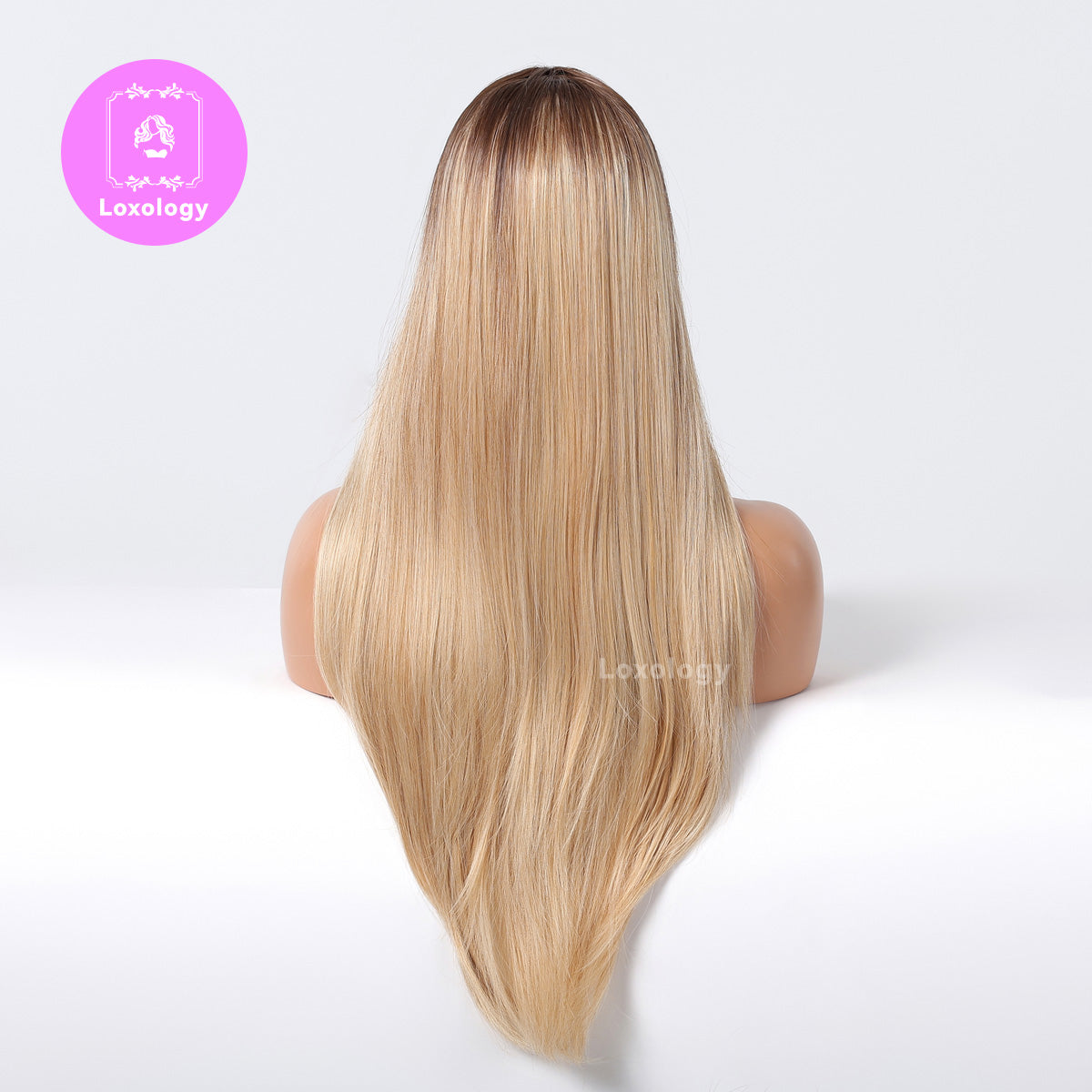 【Phoebe】Loxology | 26 inchs ombre blonde middle part long straight hair  synthetic wigs