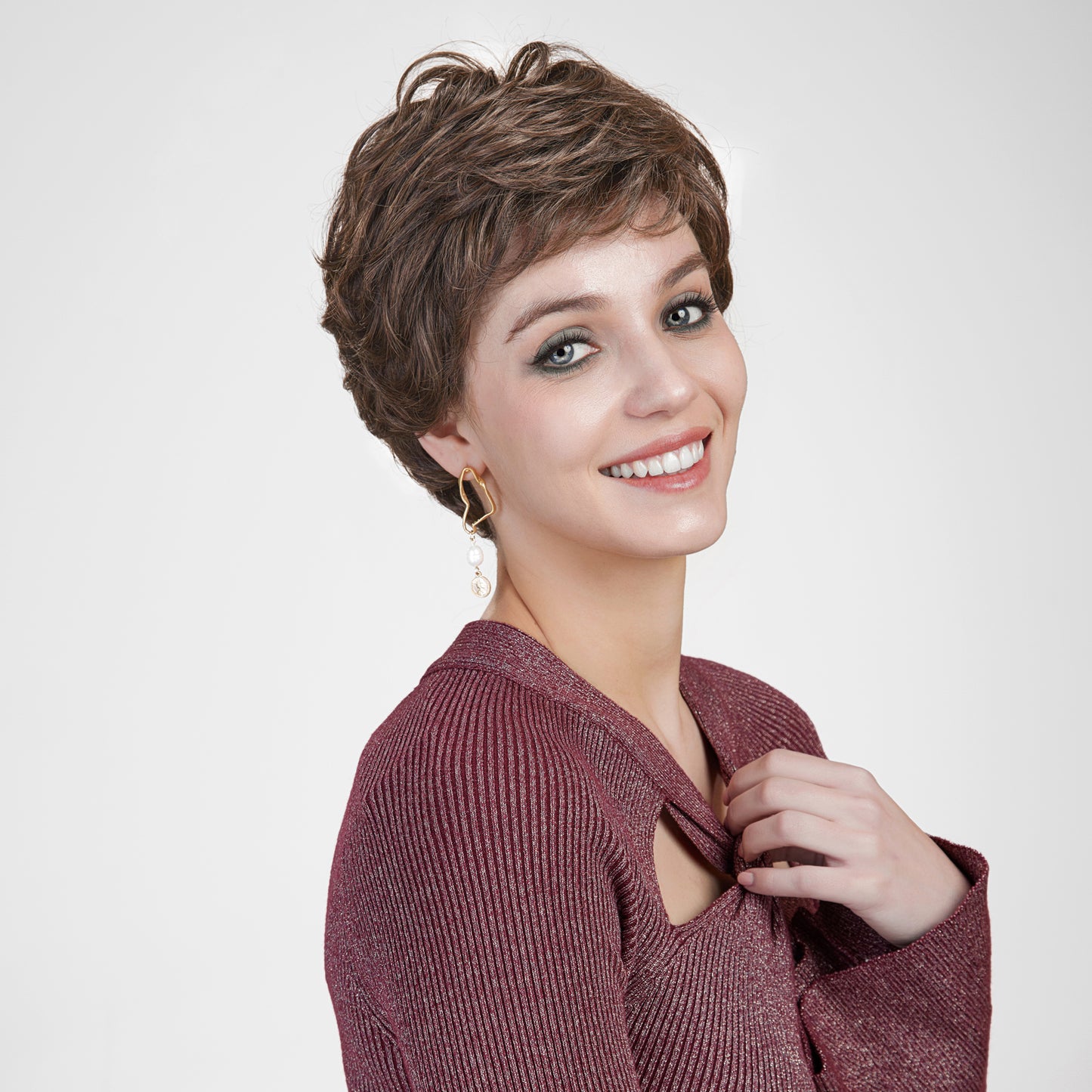 【MONO】【Solange】Loxology | Synthetic Lace Front Short Brown Wigs Breathable Wigs