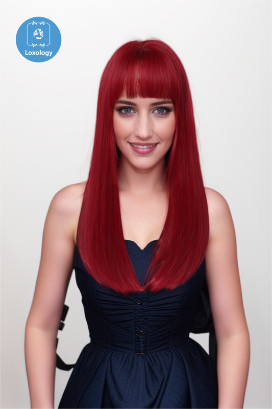 【Xiomara】Loxology | 24 Inch Red Long Straight Wigs for Women