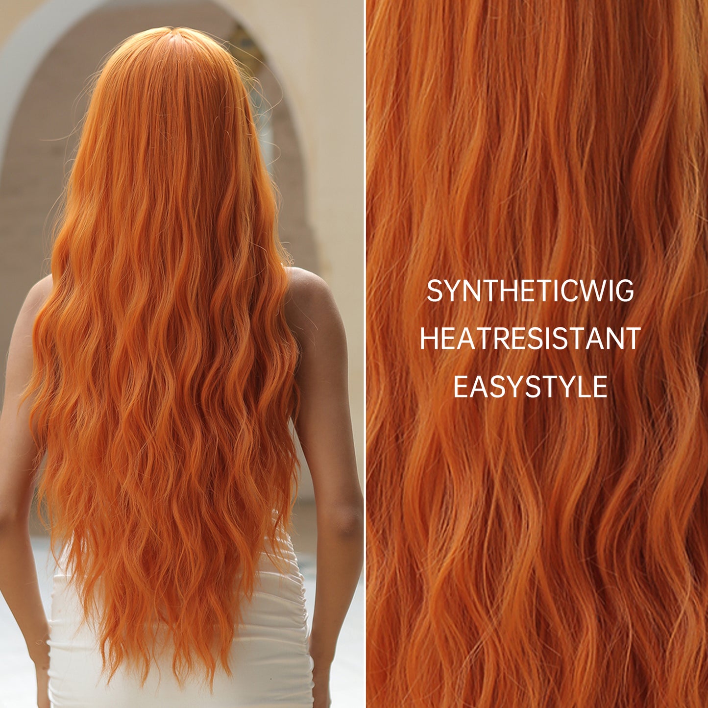 【Katya】Loxology | 26 Inch orange curly wigs with bangs wigs for Women for Daily Life